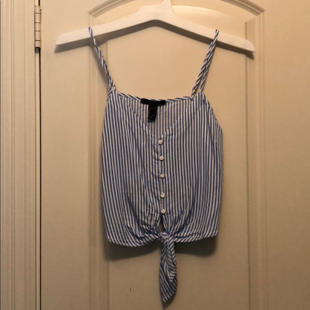 Blue and White Stripped Tank Top